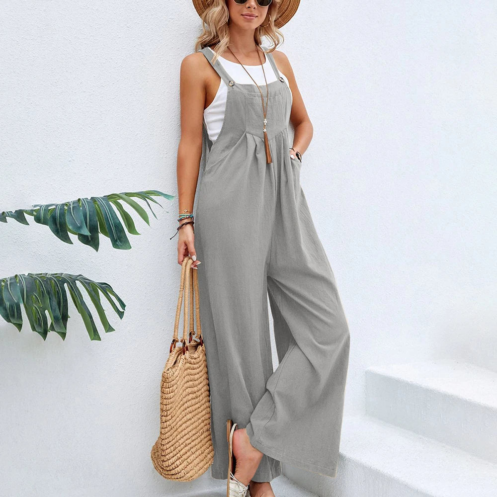 Wide-Leg Sleeveless Jumpsuit | OWNLUXE