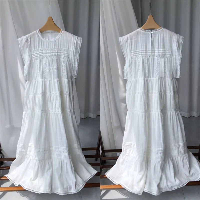 Women's Sleeveless Round Neck Lace Dress | OWNLUXE