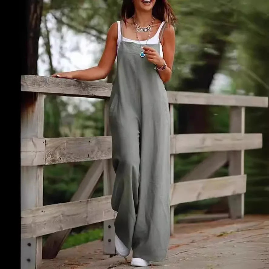 High-Waist Wide-Leg Sleeveless Oversized Jumpsuit | OWNLUXE