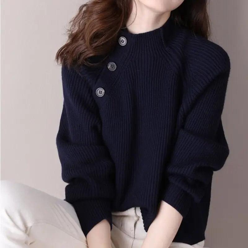 Turtleneck Knit Relaxed-Fit Sweater | OWNLUXE