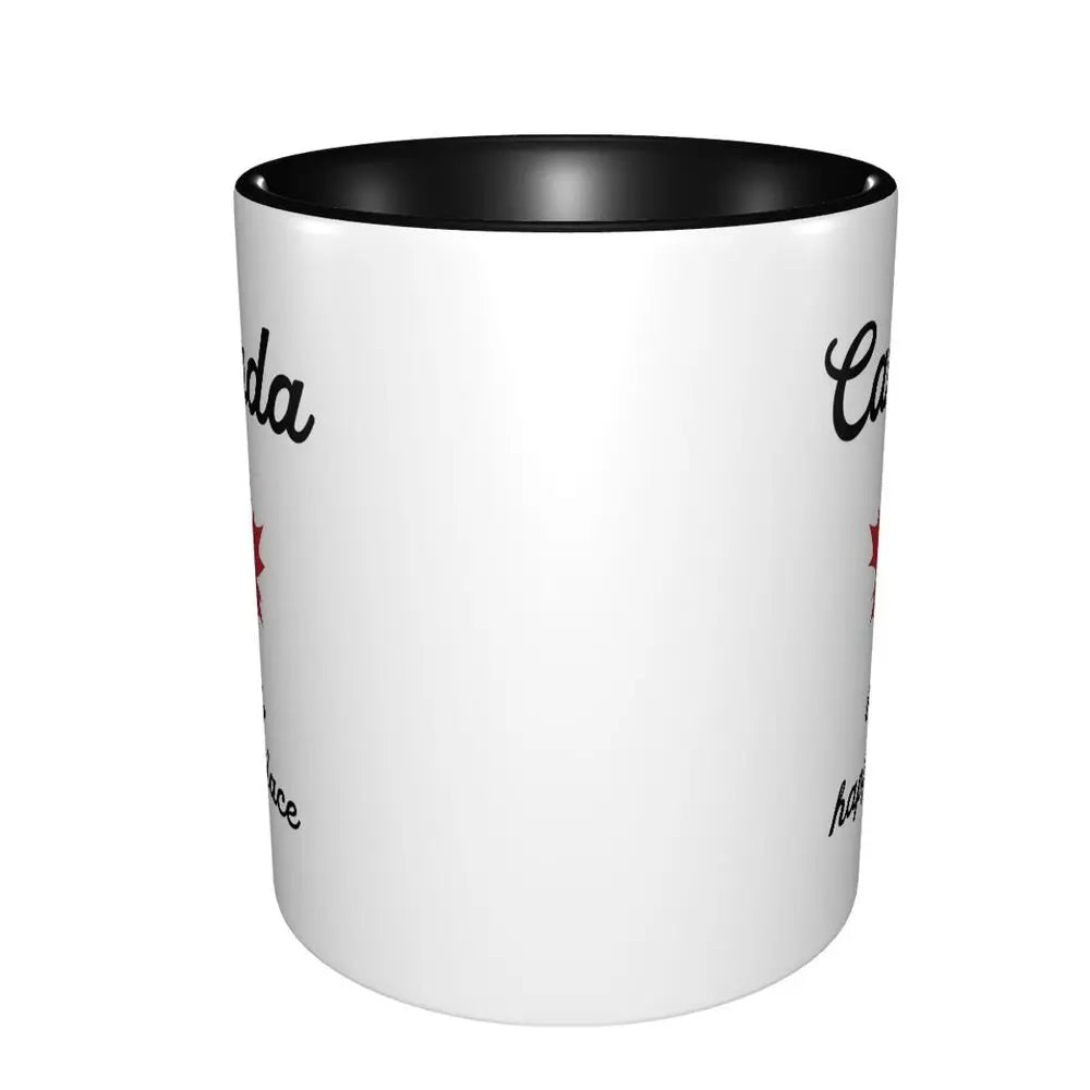 Maple Leaf Canada Canadian Is My Happy Place Mug Funny Ceramic Coffee Cups Tea Mugs Milk Cup Drinkware Gift for Friends