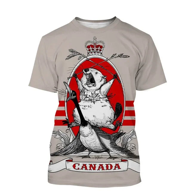 Canada Beaver T Shirt Canadian Flag Maple Leaf 3D Print Streetwear Man Woman O-Neck T-shirts Harajuku Tees Tops Kids Clothing