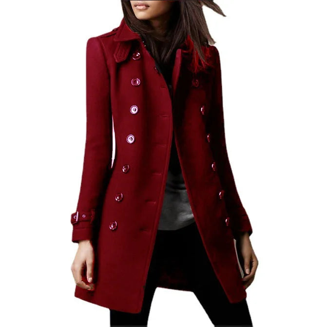 Autumn Winter Woolen Coat Women Casual Fashion Double Breasted Long Sleeve | OWNLUXE
