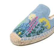 Embroidered Denim Mules - Casual Flat Summer Slippers