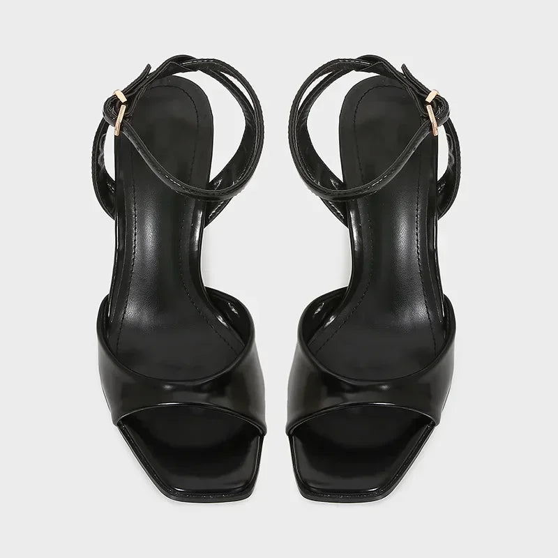 Women’s Ankle Strap Heeled Sandals – Square-Toe 9 cm Heel