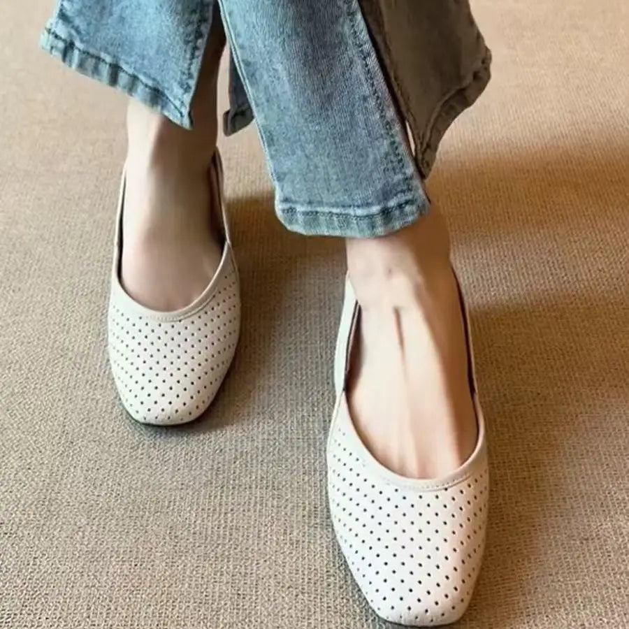 Women's Low Heel Breathable Leather Sandals – Shop at OWNLUXE