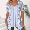 Short-Sleeve Floral Relaxed-Fit Patchwork Sweater | OWNLUXE