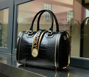 Classic Retro Women's Shoulder Bag Boston Handbag Crocodile Embossed Crossbody Letter Decoration High Quality Top Handle Bag