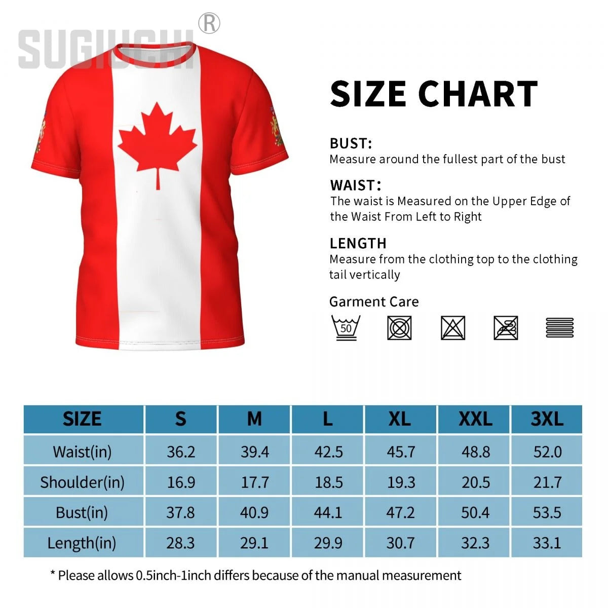 Canada Flag Emblem 3D T-Shirt – Soccer & Football Fan Gift for Men & Women