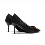 Pointed T‑Strap Heels – Sleek Canvas High Heel Pumps