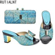 Rhinestone Shoes & Matching Bag Set - Party Wedding Heels with Purse