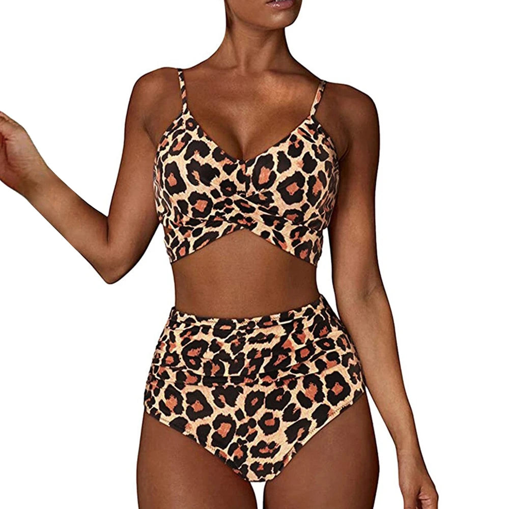 High-Waist Floral Ruched Bikini Set | OWNLUXE