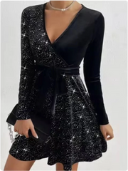 V-Neck Sequin Dress | OWNLUXE