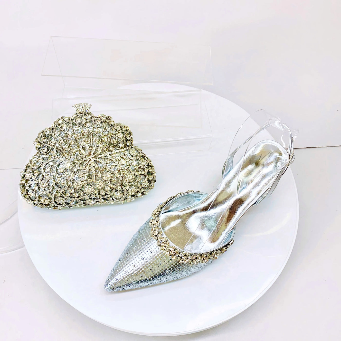 Crystal Sandals and Clutch Bag Set – Rhinestone Party Heels