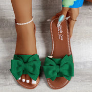 Bow‑Knot Indoor Slippers – Feminine Slip‑On House Shoes