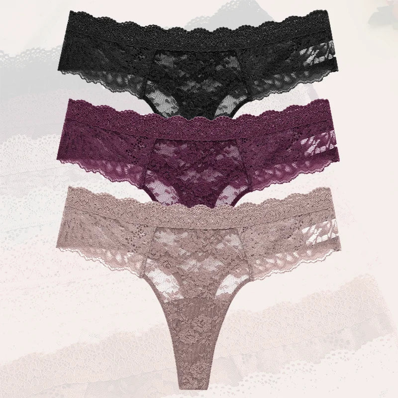 3-Piece Lace Thong Set | OWNLUXE