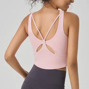 Cross-Back Nylon Sports Bra (Black) | OWNLUXE