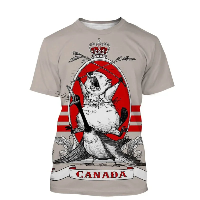 Canada Beaver T Shirt Canadian Flag Maple Leaf 3D Print Streetwear Man Woman O-Neck T-shirts Harajuku Tees Tops Kids Clothing