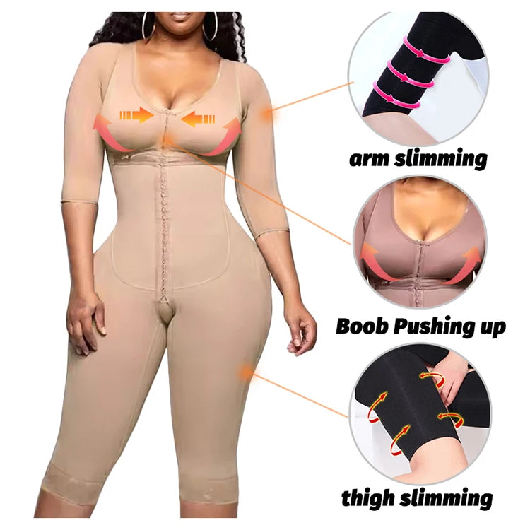 Full Body Colombian Shapewear Bodysuit - High Compression with Arm Slimming