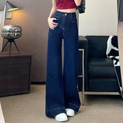 Korean Fashion Wide Leg Jeans - High Waist Baggy Denim Pants