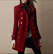 Autumn Winter Woolen Coat Women Casual Fashion Double Breasted Long Sleeve | OWNLUXE