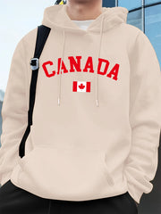 Canada Flag Print Hoodie – Men's Loose Fleece Sweatshirt Street Style | OWNLUXE