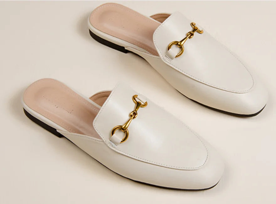 Women’s Chain Detail Flat Mules – Closed Toe Slides