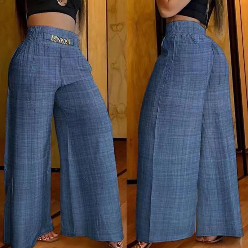 High Waist Solid Color Wide Leg Pants Summer Chic Loose | OWNLUXE