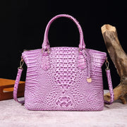 Crocodile Embossed Leather Handbag - Classic Shoulder Bag