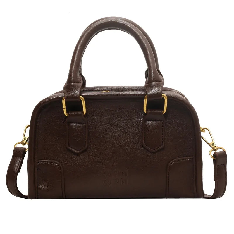 PU Leather Vintage Boston Bag | OWNLUXE
