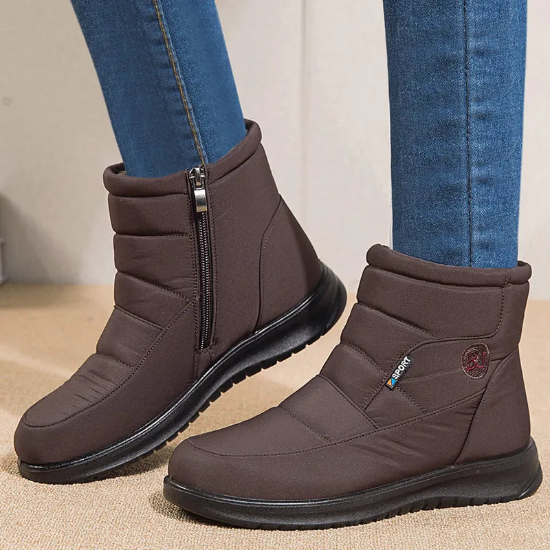 Winter Ankle Snow Boots - Women's Plush-Lined Zip Boots