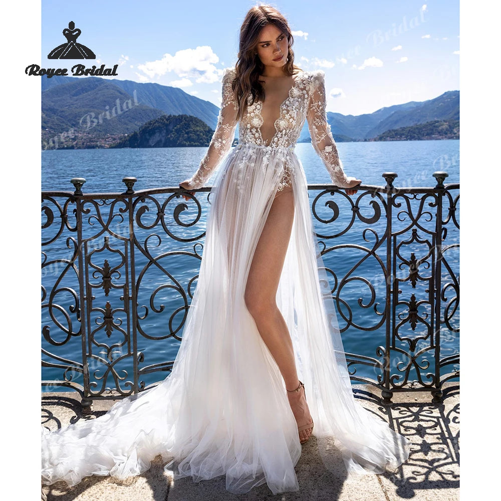 A-Line V-Neck Backless Sheer Dress | OWNLUXE