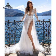 A-Line V-Neck Backless Sheer Dress | OWNLUXE
