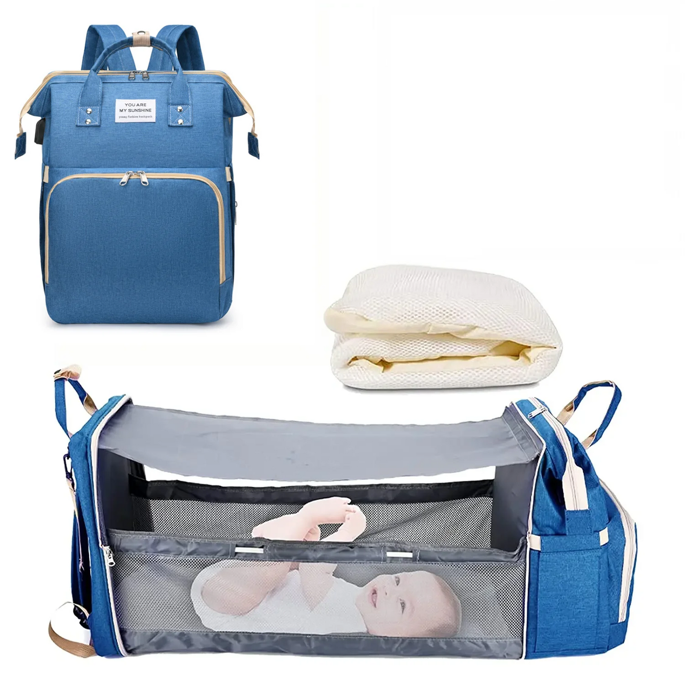 3-in-1 Diaper Bag Backpack with Foldable Baby Bed & USB Charging | OWNLUXE