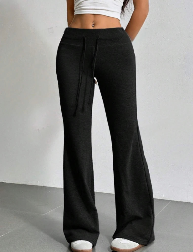 Women's Drawstring Bell-Bottom Pants - High Waist Flare Pants