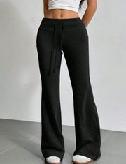 Women's Drawstring Bell-Bottom Pants - High Waist Flare Pants