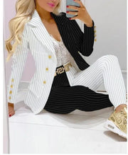 Spring Autumn Fashion Blazers Pant Sets Long Sleeve Print Coat Two Piece | OWNLUXE