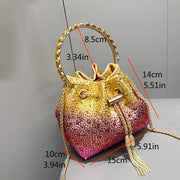 Crystal Bucket Evening Bag (Green Pink) | OWNLUXE