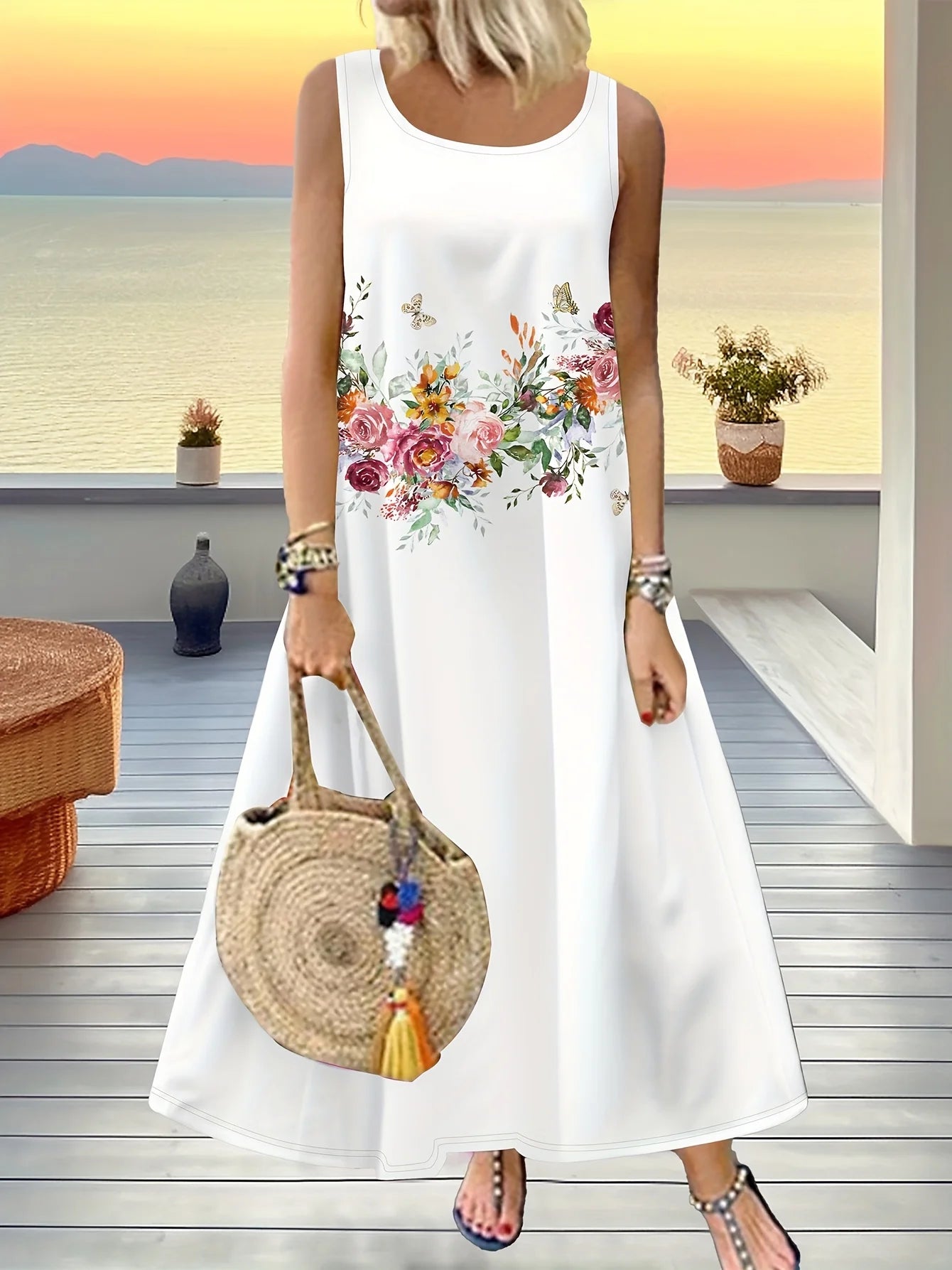 Round-Neck Maxi Dress | OWNLUXE