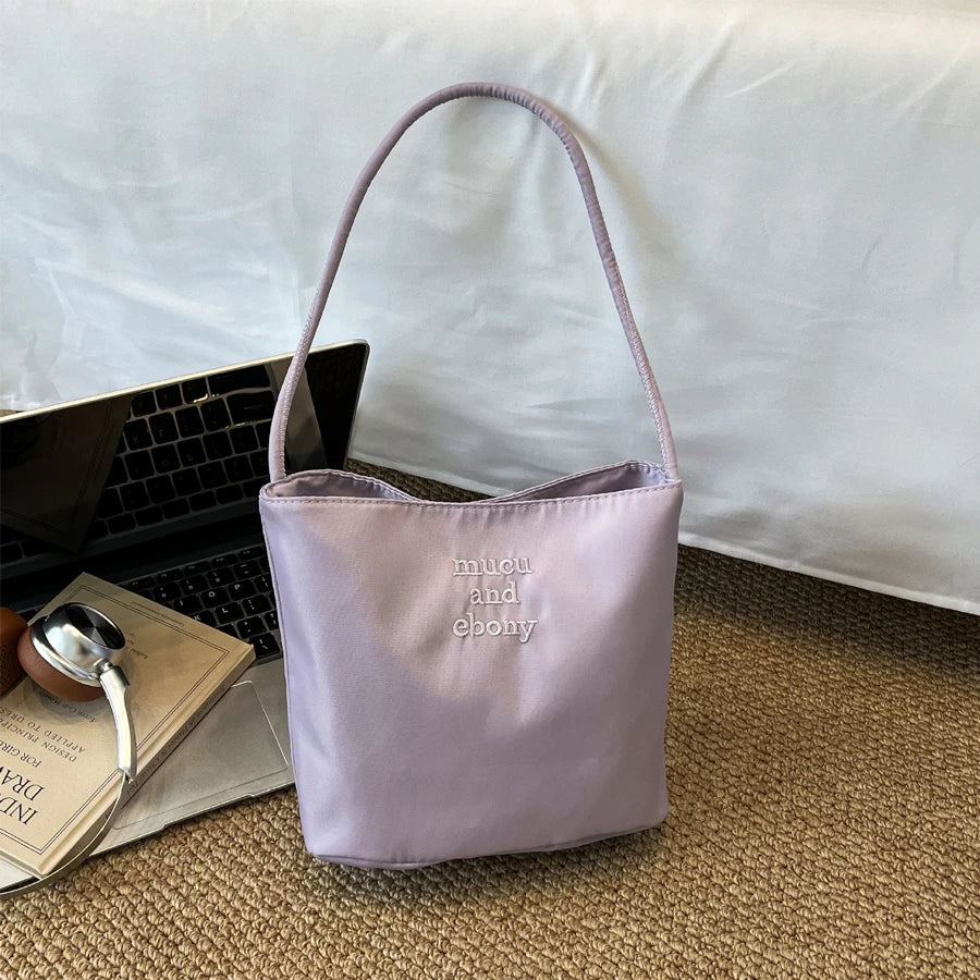Nylon Embroidered Bucket Bag | OWNLUXE