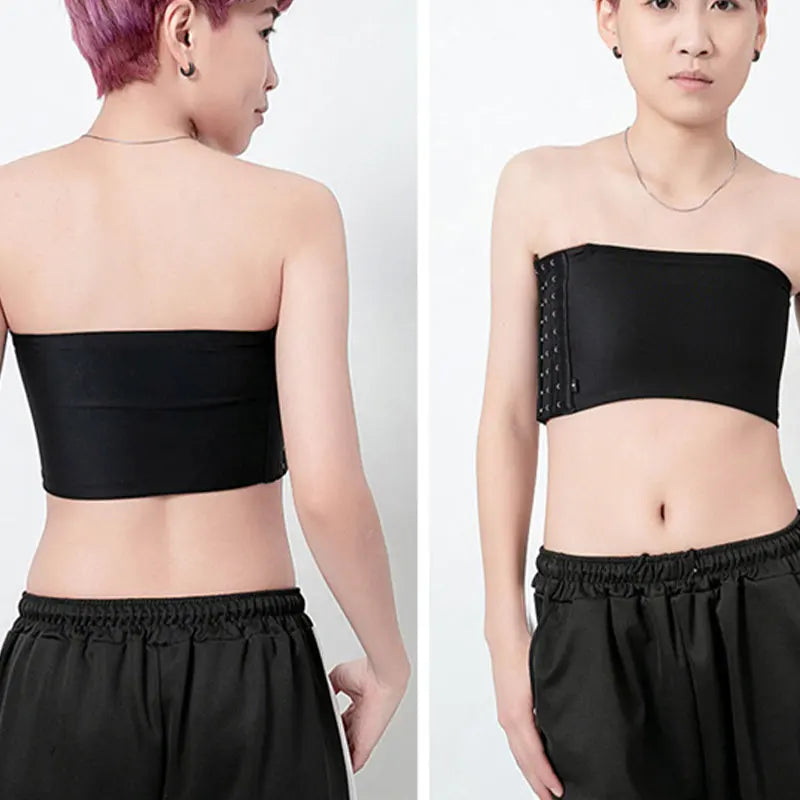 Women Chest Binder Lesbian Trans Crop Top Flat Breast Binder Bra Les Corset Stretch Body Shaping Buckle Tomboy Bra Tanks