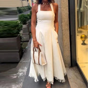 Off-Shoulder High-Waist Slim-Fit Maxi Dress | OWNLUXE