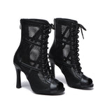 Load image into Gallery viewer, Mesh Zip Dance Ankle Boots – Cuban Heel Ballroom &amp; Latin
