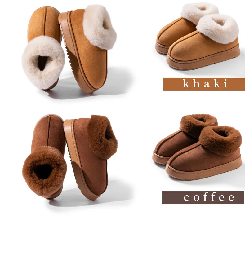 Women’s Plush Snow Boots – Faux Fur Winter Indoor Slippers