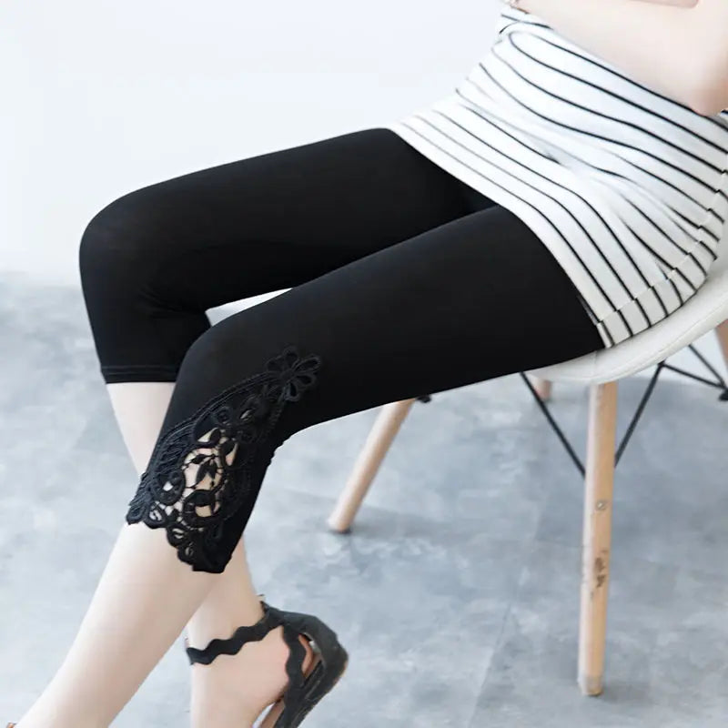 Lace Sport Skinny Cropped Leggings | OWNLUXE