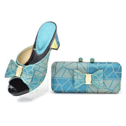 Rhinestone Shoes & Matching Bag Set - Party Wedding Heels with Purse