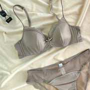French Thin Cup Lingerie Set Sexy Lace Bras High Quality Women Underwear Wireless Push Up Brassiere Breathable Bras Panties Set