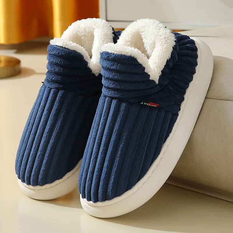 Evshine Winter Fur Plush Slippers – Soft Sole Home Shoes