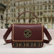 Letter Embossed Shoulder Bag - Luxury Party Handbag