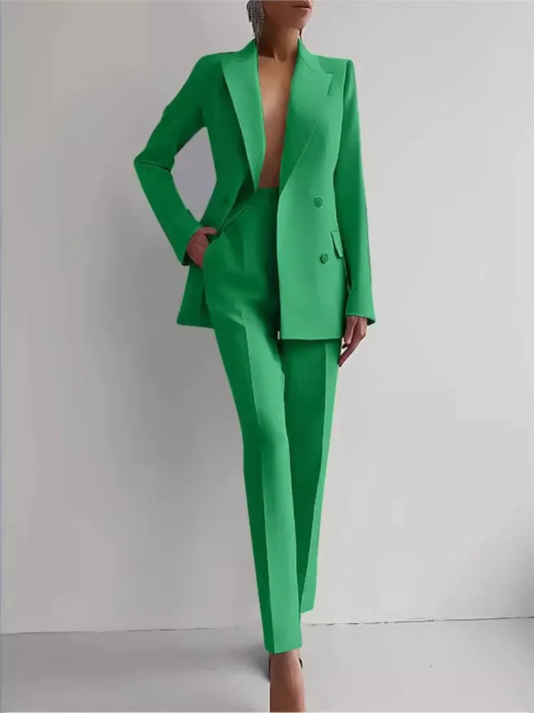 Casual Long Sleeve Suit Set Office Lady Solid Elegant Jacket | OWNLUXE